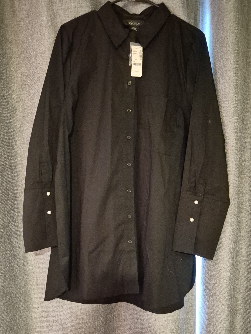 Michel Studio Black Button-Down Long Sleeve Shirt